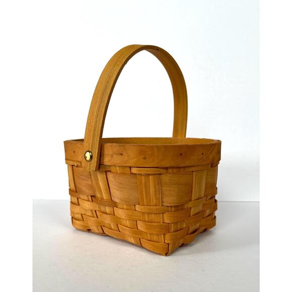 Vintage Basket Movable Handle 7x6 Longaberger Style Farmhouse Catch-all Storage - Picture 9 of 9